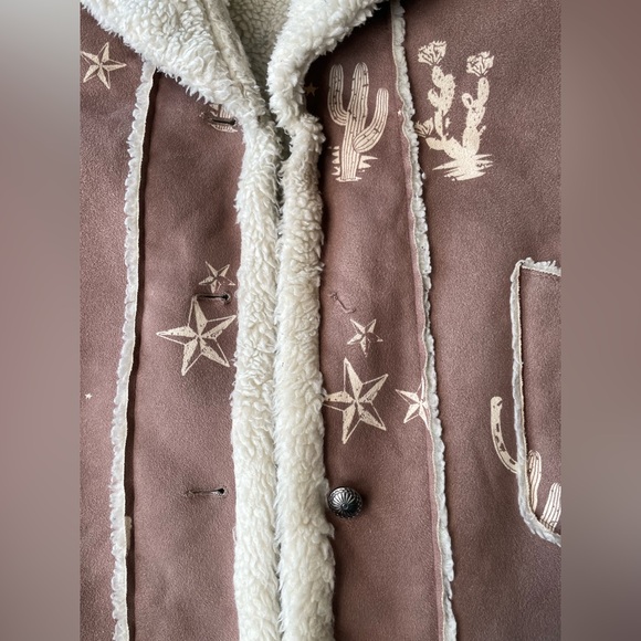 IDYLLWIND Miranda Lambert Medium Faux Suede Sherpa Cactus Horseshoe Western Coat - Picture 3 of 13